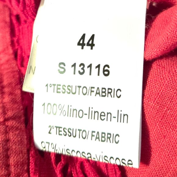 Red Linen embroidery Dress with Pockets size 14 XL - Picture 9 of 10